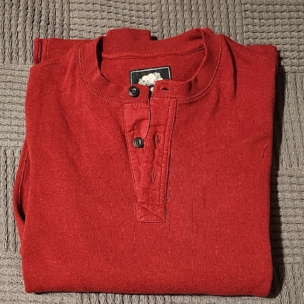 MENS Roots Lodge HENLEY STYLE Red Pepper Long Sleeve Tee Size Size XS